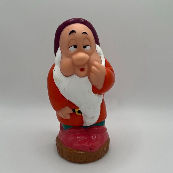 Vintage Snow White & The 7 Dwarfs Sneezy and Sleepy Rubber Squeaky 6” Toys Figur - Picture 2 of 13